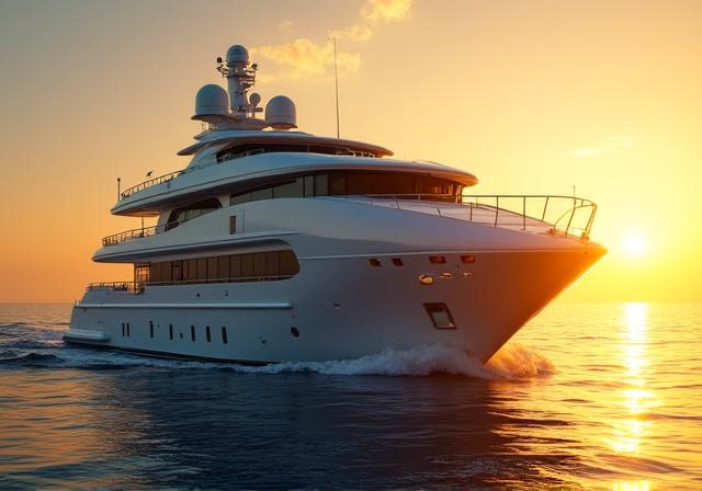 Nave ammiraglia Umbra Voyager al tramonto nel Mediterraneo